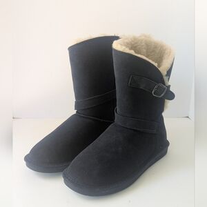 BEAR PAW Women's Navy Blue Shearling-Lined Boots Women's Size 10